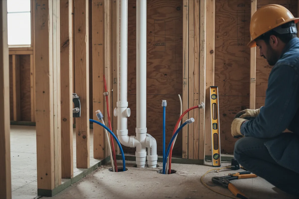 Drain and supply rough-in during Drain Cleaning in Purchase